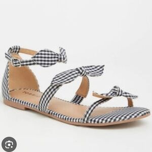 Torrid Black and White Gingham Bow Sandals